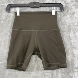 Lululemon Women's Size 4 Biker Shorts Olive Stretch‎ Nylon/Elastane Yoga Gym
